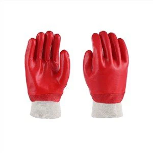 Mănuși roșii din tricot din PVC