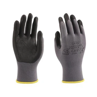 Nailon gri cu mănuși acoperite cu nitril cu micro spumă spandex